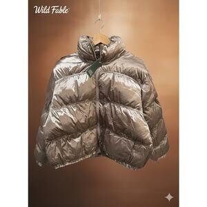 New Wild Fable Bronze Brown Women’s Puffer Cropped Coat Jacket Sold Out L